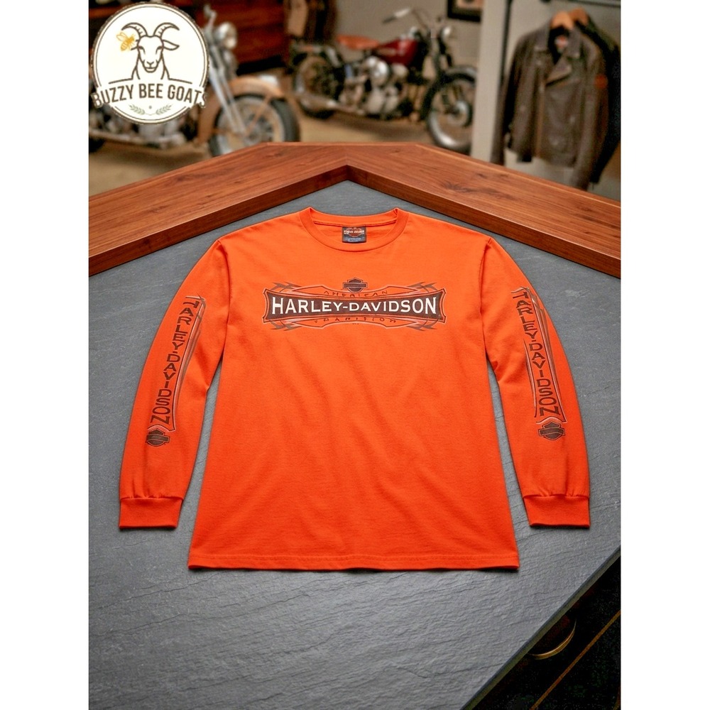 Cotton Long Sleeve T-Shirt,Harley-Davidson, Anchorage Alaska Large